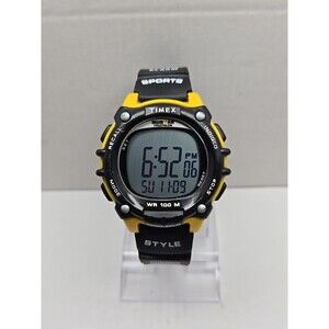 Timex Ironman Triathlon Flix Digital Yellow Black 100M Indiglo New Battery Watch